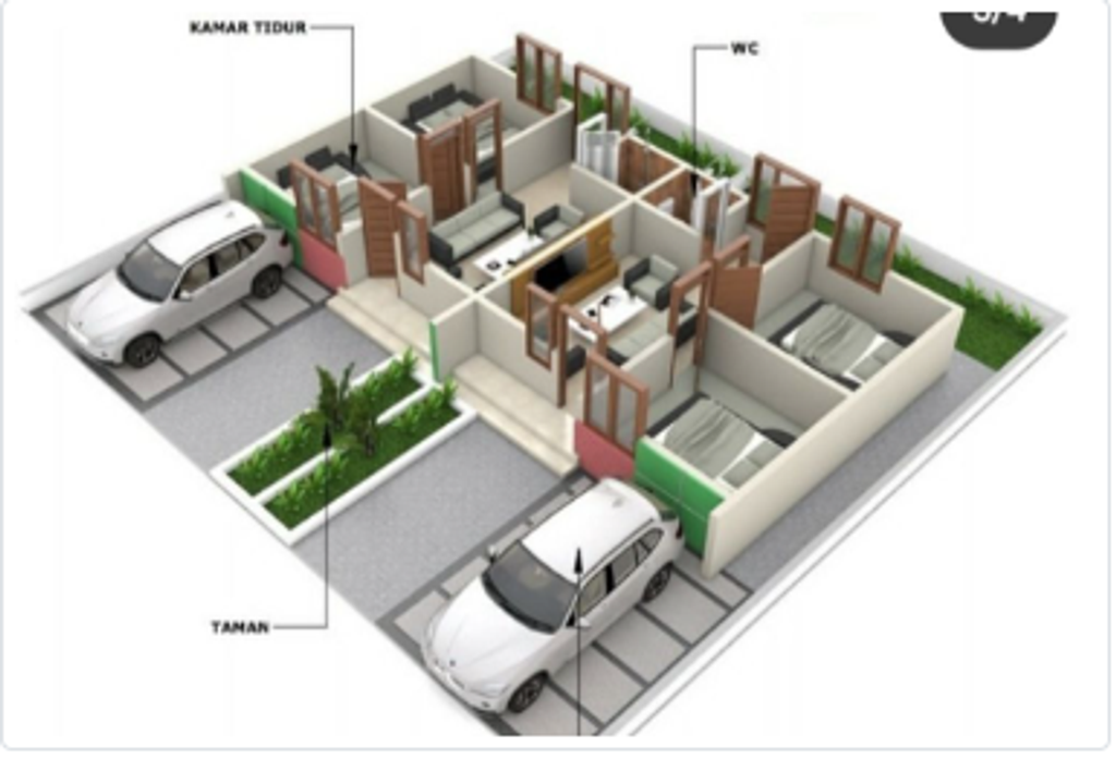 foto denah rumah tipe Rumah Subsidi perumahan Griya Sirsak Mencirim 1 Tahap III