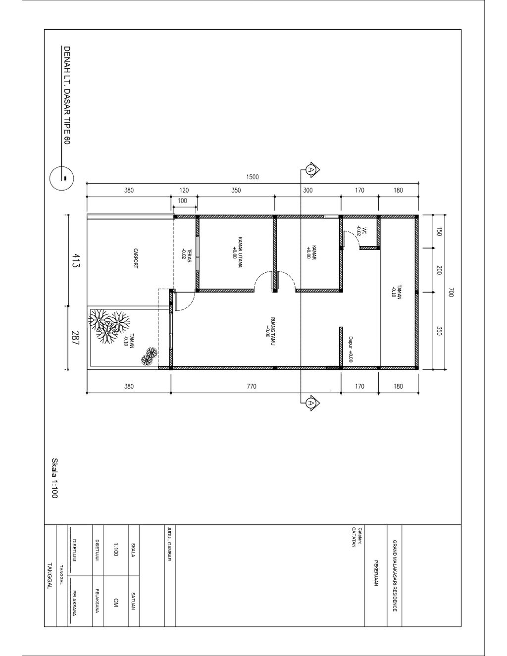 foto denah rumah tipe 60 perumahan Grand Malakasari Residence
