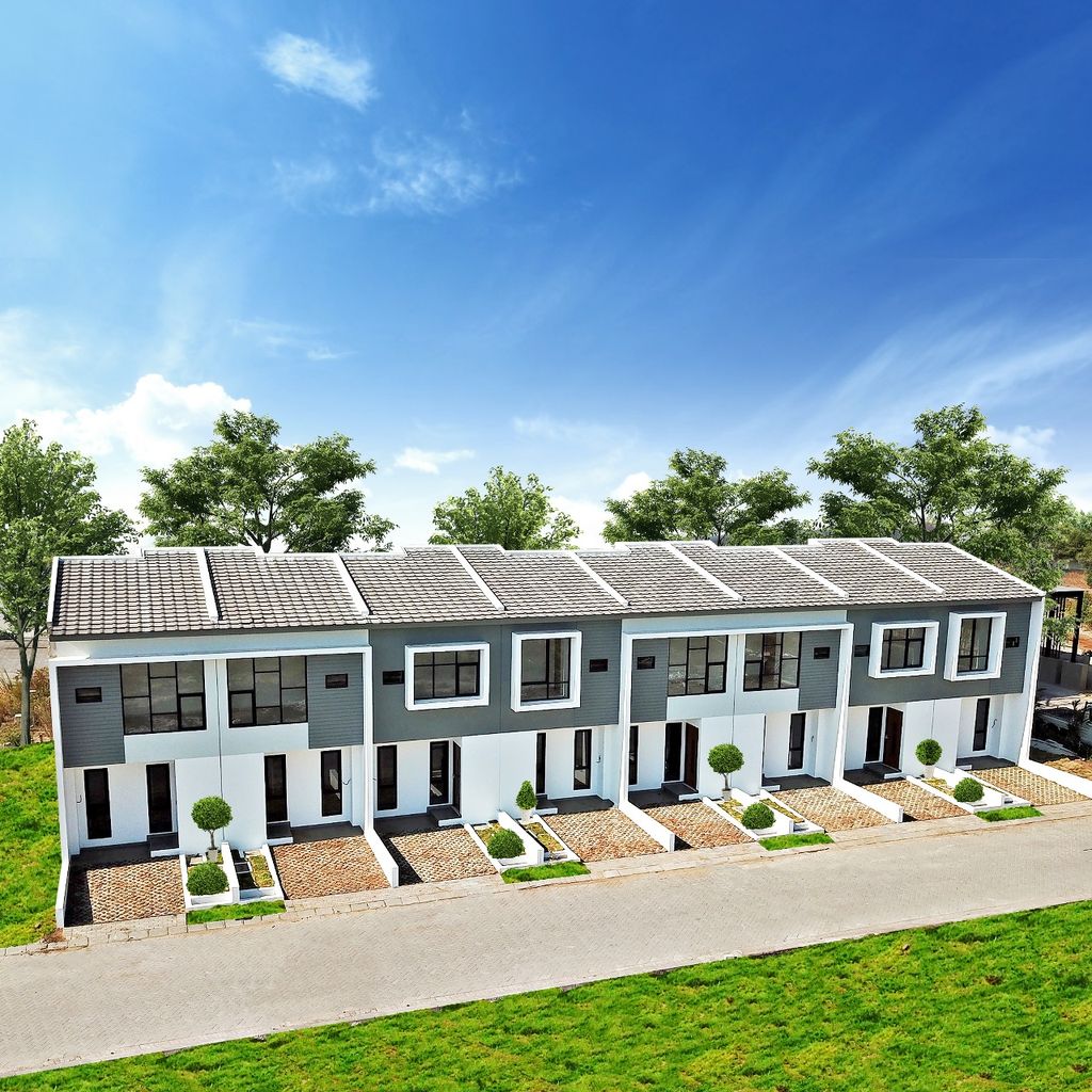 foto tampak rumah tipe Townhomes A10 perumahan Grand Estate Marina City