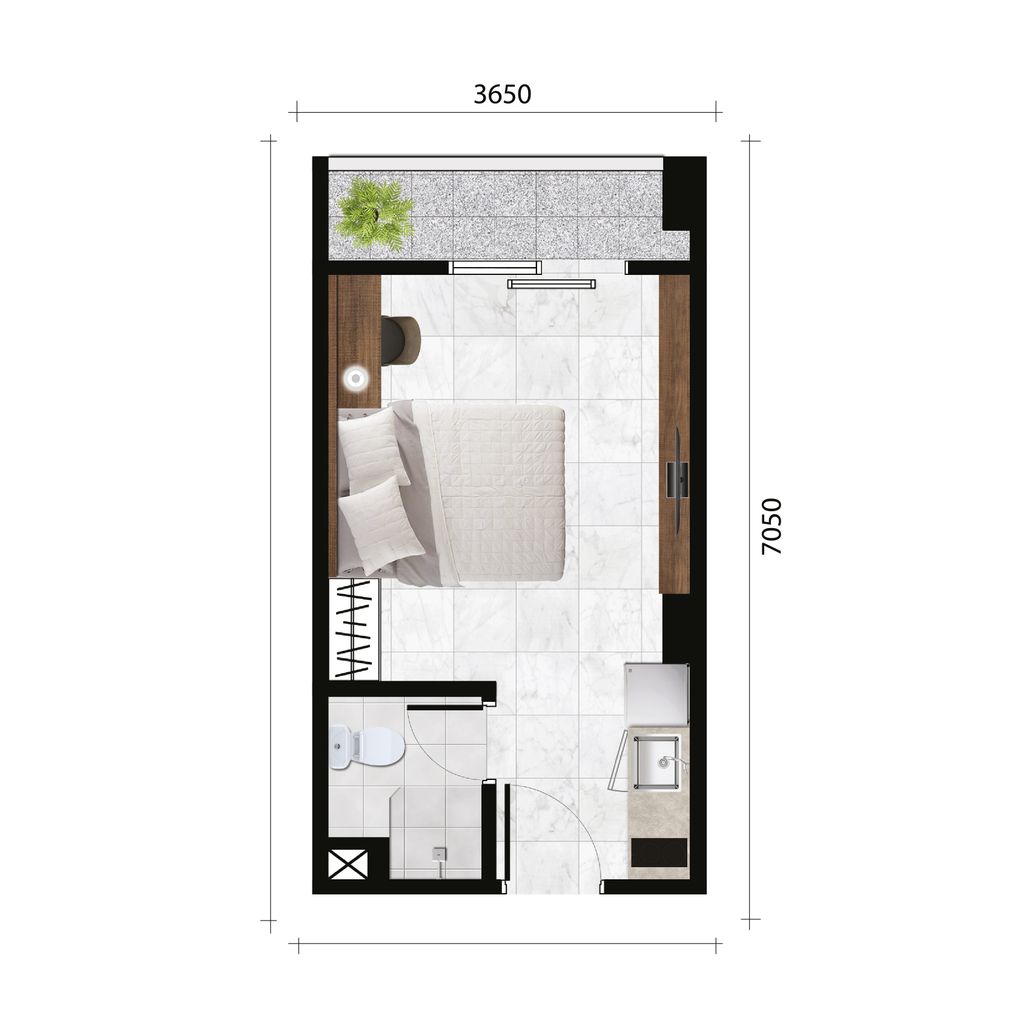 foto denah rumah tipe Studio B perumahan APARTEMEN ANWA RESIDENCE