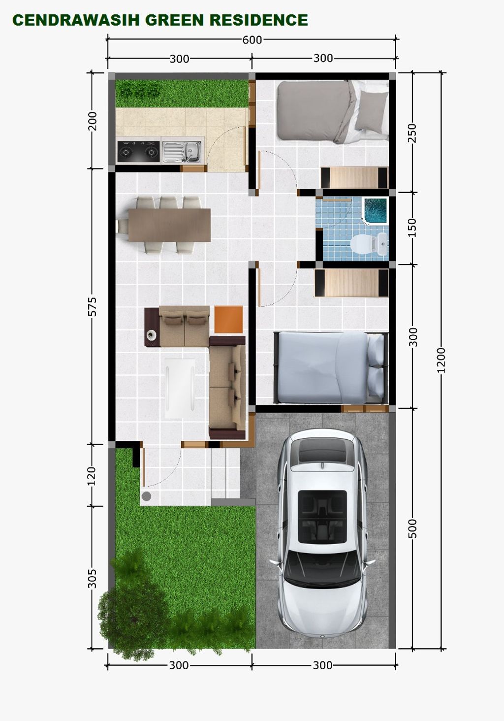 foto denah rumah tipe Alamanda perumahan PERUMAHAN CENDRAWASIH GREEN RESIDENCE