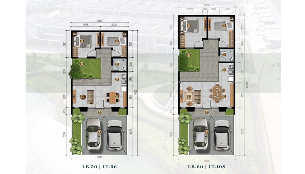foto denah rumah tipe PRIMROSE 50/96 OCT 23 perumahan Cluster Sriwijaya - Darmawangsa Residence Bekasi