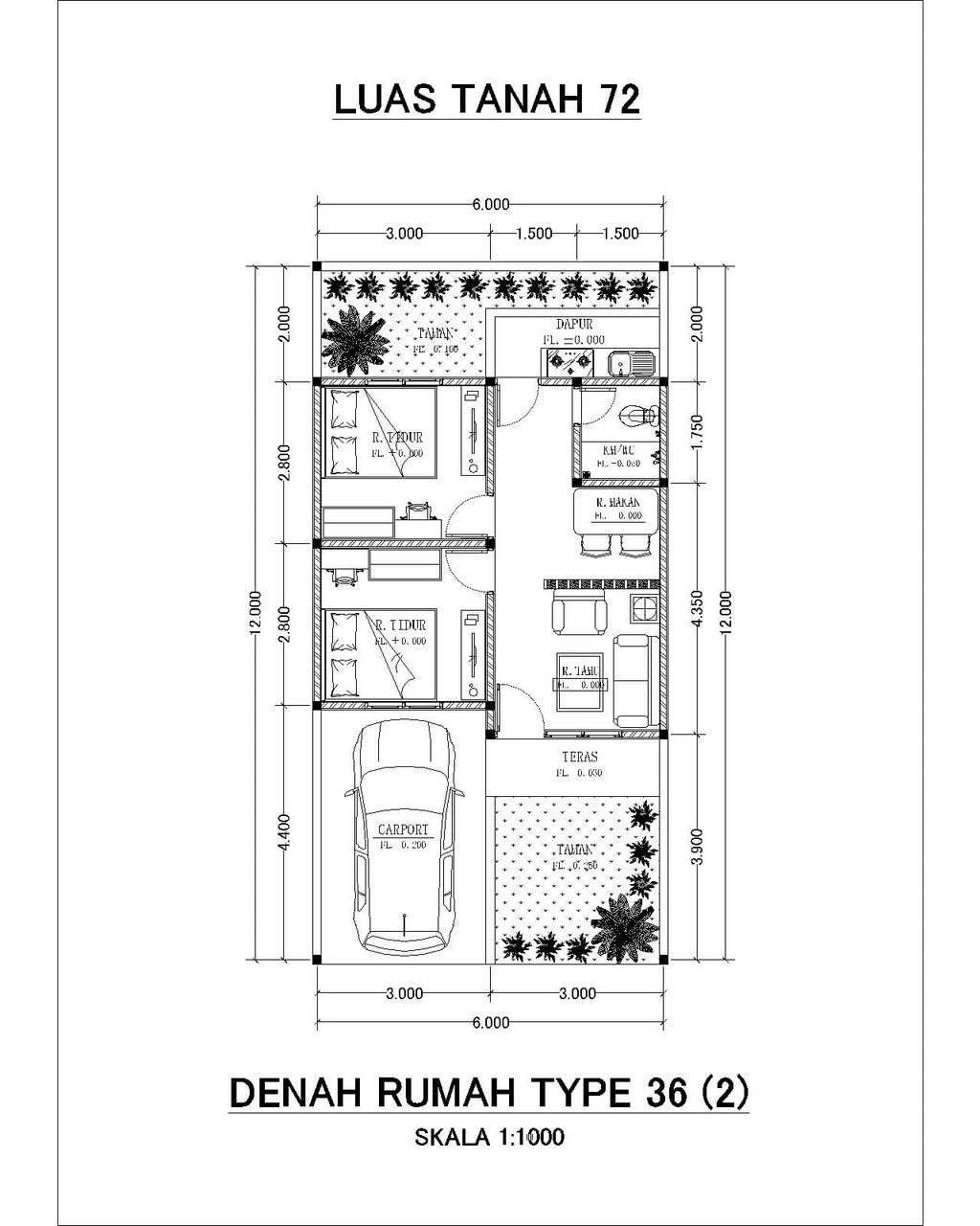 foto denah rumah tipe 36 / 72 perumahan TIARA BRAWIJAYA 2