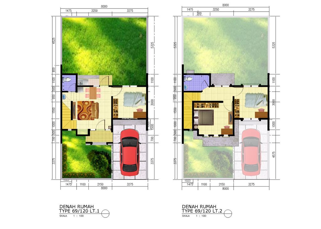 foto denah rumah tipe RE 69/207 perumahan Harvest City