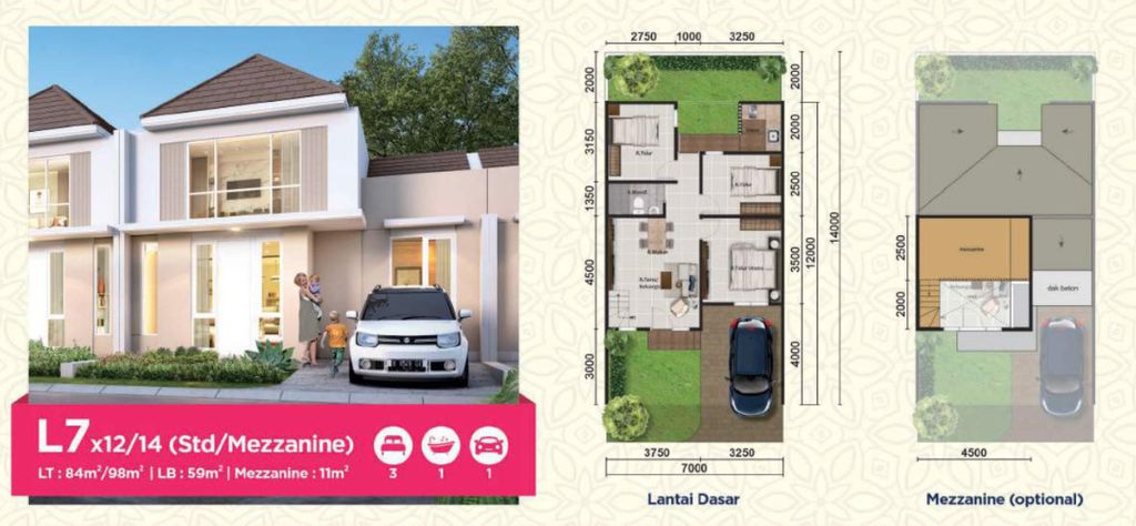 foto denah rumah tipe ASTER 2/32 perumahan PARAMOUNT PETALS TAHAP 1