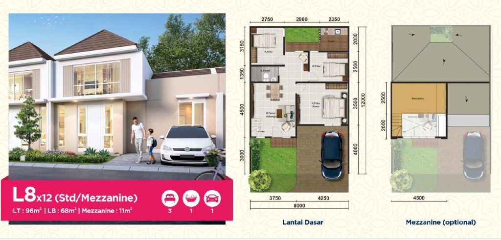 foto denah rumah tipe ASTER 3/27 perumahan PARAMOUNT PETALS TAHAP 1