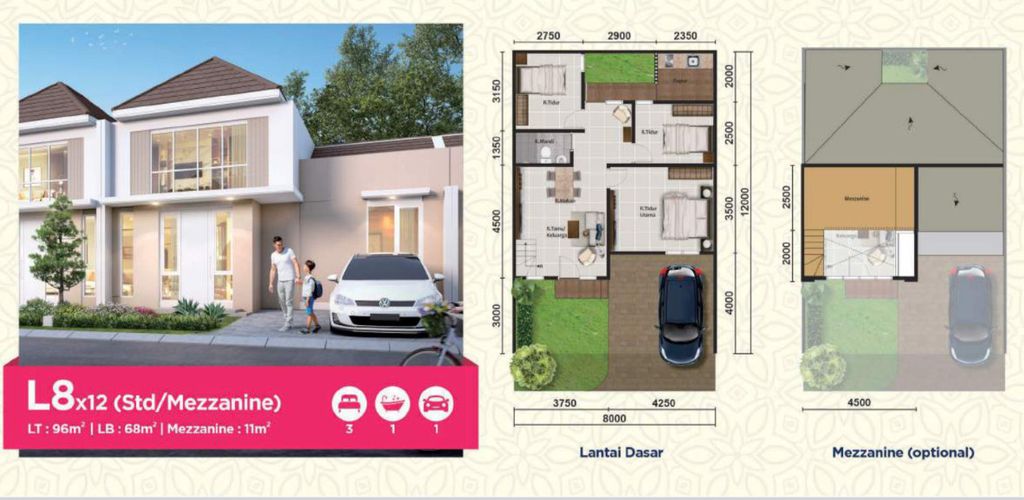 foto denah rumah tipe ASTER 6/88 perumahan PARAMOUNT PETALS TAHAP 1