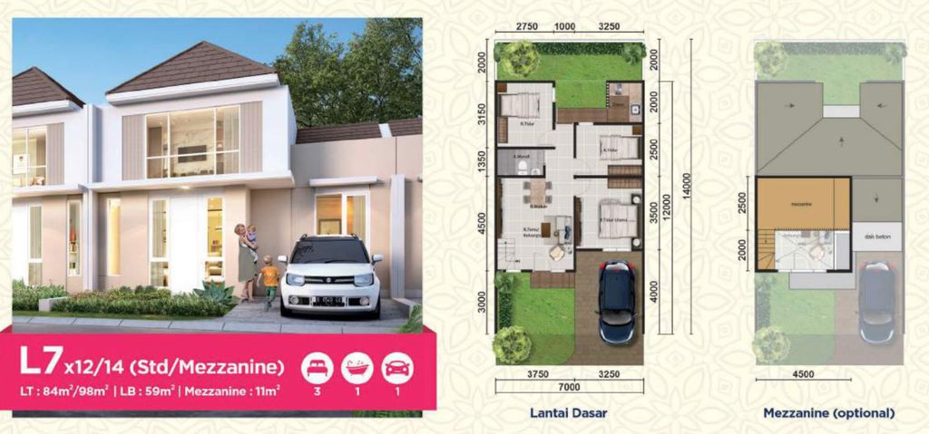 foto denah rumah tipe ASTER 3B/10 perumahan PARAMOUNT PETALS TAHAP 1