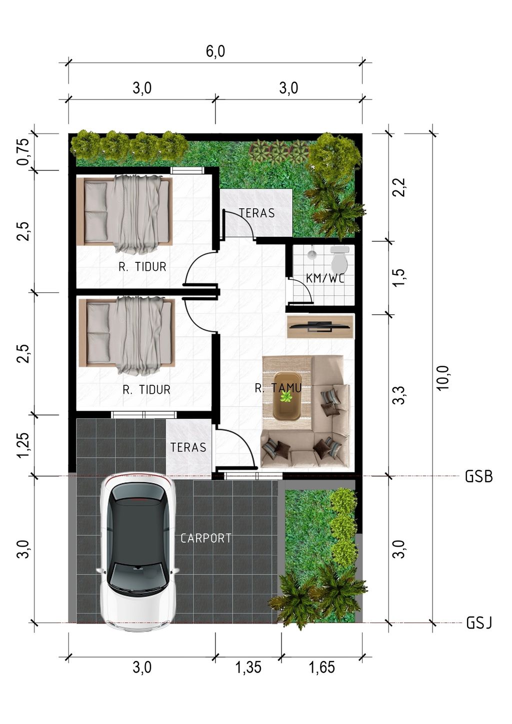 foto denah rumah tipe 30/60 perumahan KIERANA INDAH RESIDENCE 3
