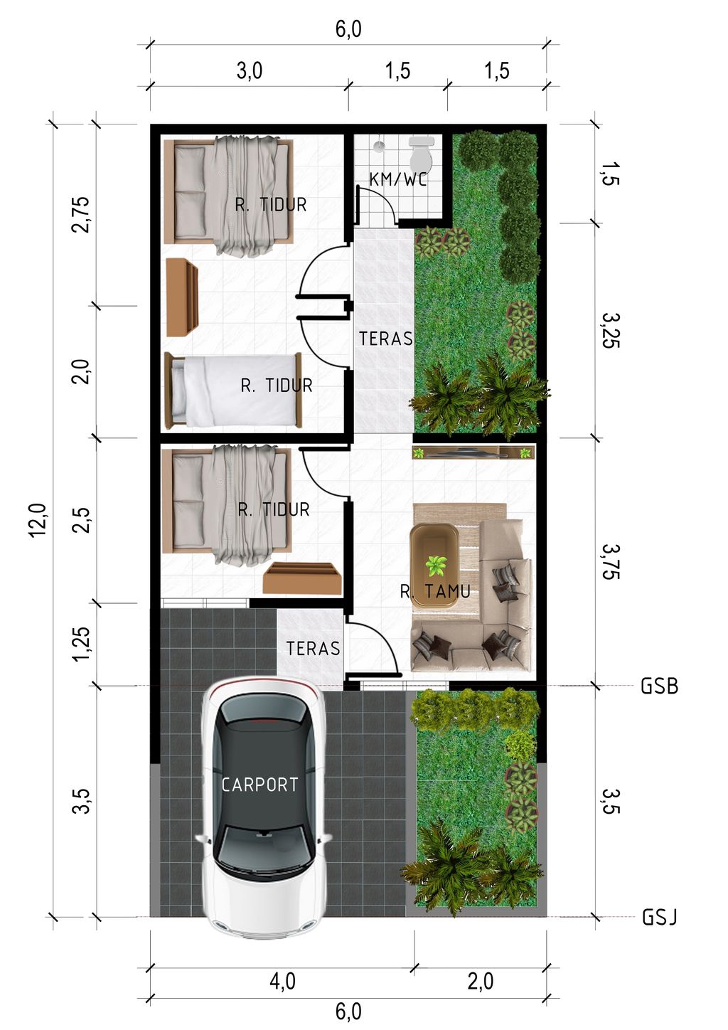foto denah rumah tipe 36/72 perumahan KIERANA INDAH RESIDENCE 3