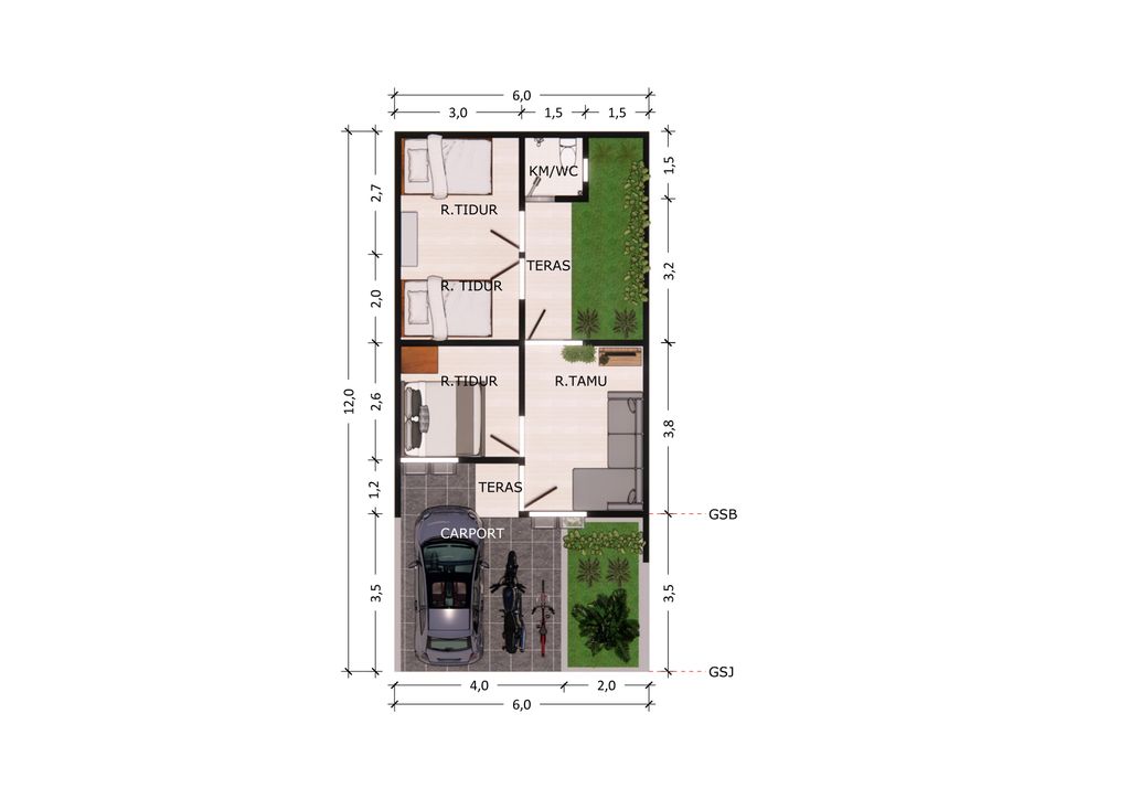 foto denah rumah tipe 38/72 perumahan KIERANA INDAH RESIDENCE 3