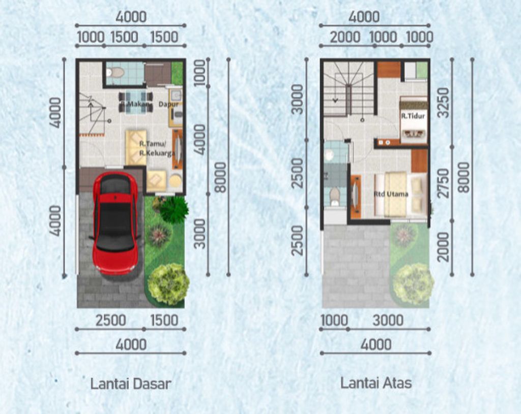 foto denah rumah tipe ALTON/92 perumahan CLUSTER AMARILLO VILLAGE