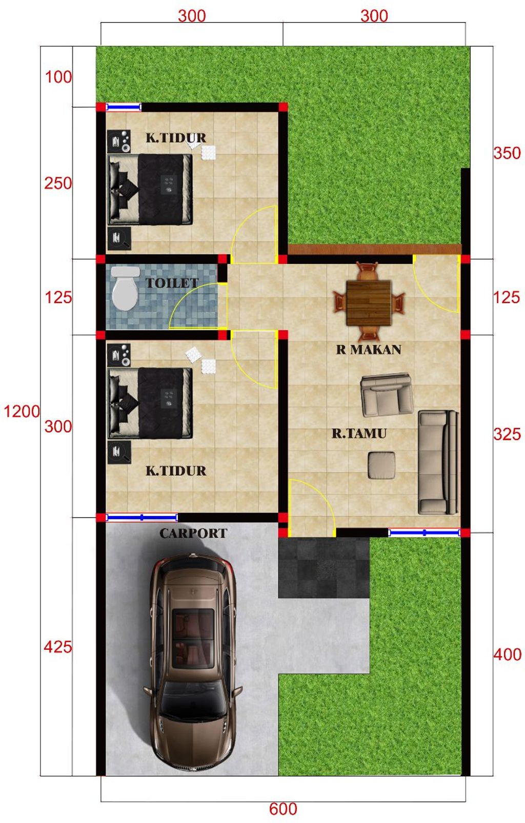 foto denah rumah tipe 36 perumahan GRAND MUTIARA TANJUNG MORAWA TAHAP 4