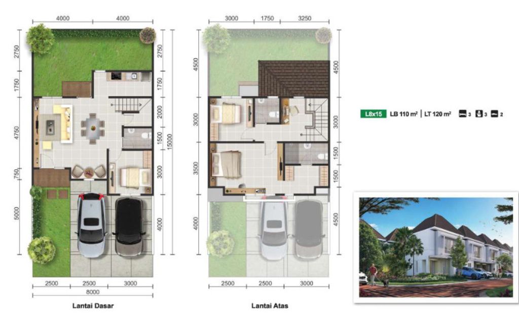 foto denah rumah tipe LATIGO 6/02 perumahan CARRILLO RESIDENCE