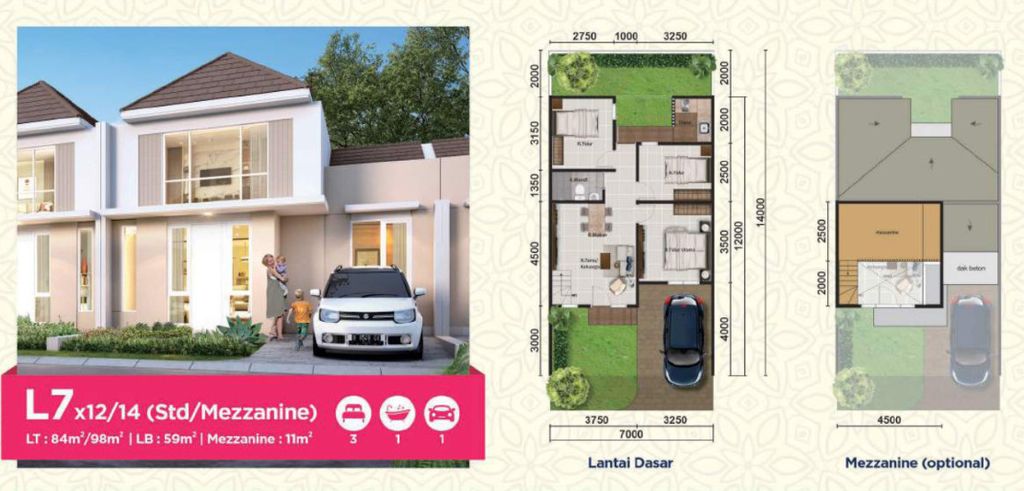 foto denah rumah tipe ASTER 5/01 perumahan PARAMOUNT PETALS TAHAP 1