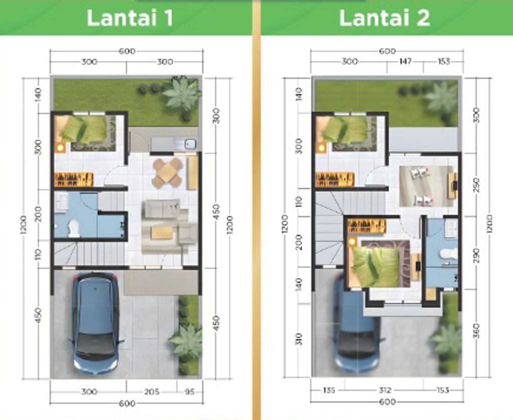 foto denah rumah tipe Bluebell 69/ 72 perumahan PURI AMALA ASRI