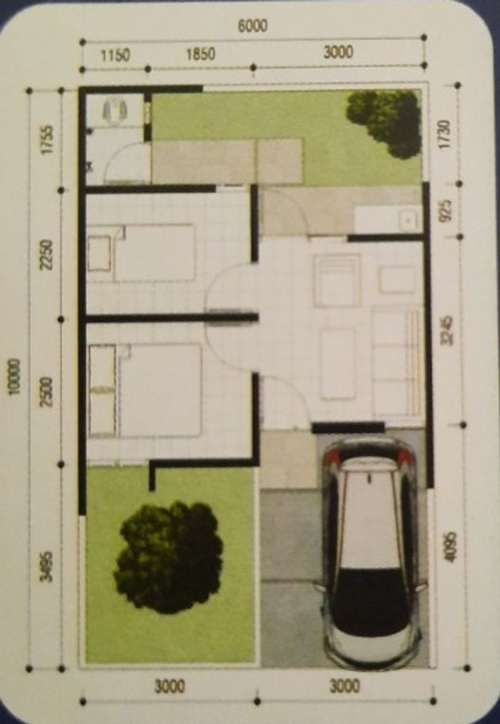 foto denah rumah tipe AMARYLLIS 28/60 2024 perumahan Mutiara Puri Harmoni