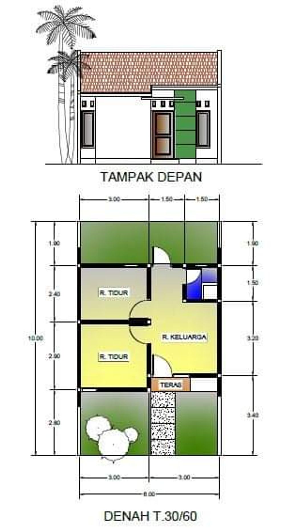foto denah rumah tipe 30/60 perumahan GRIYA TENTREM SENTOSA 2