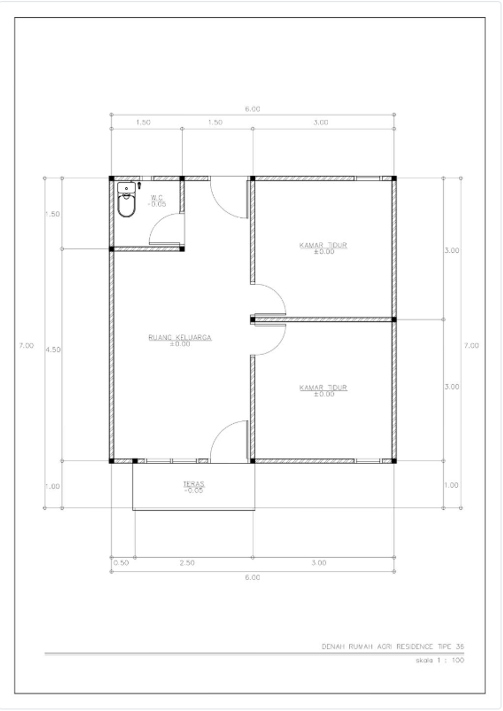 foto denah rumah tipe 36 Harga 182.000.000 perumahan Agri's Residence 2