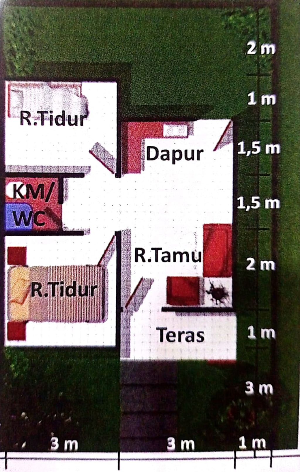 foto denah rumah tipe 36 m² perumahan Pelita Borang Residence 2