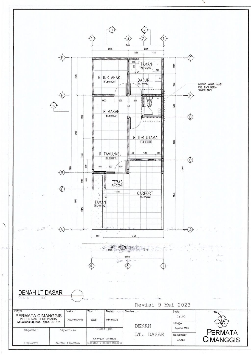 foto denah rumah tipe AQUAMARINE - 36 /108 perumahan PERUMAHAN PERMATA CIMANGGIS THP 2