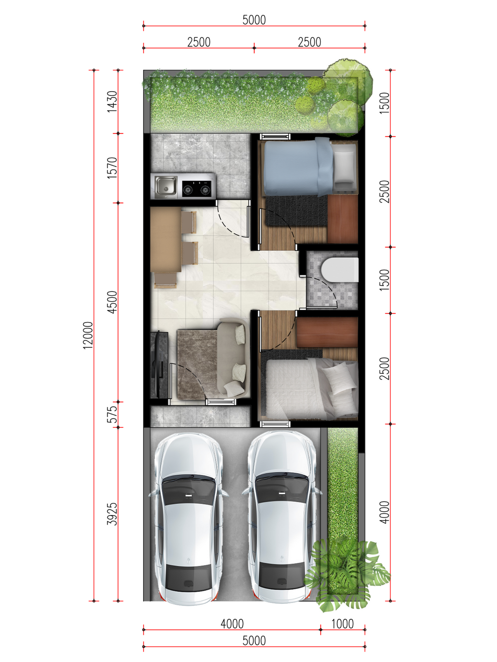 foto denah rumah tipe ASTER 30 STD perumahan KAYANA GREEN HILLS