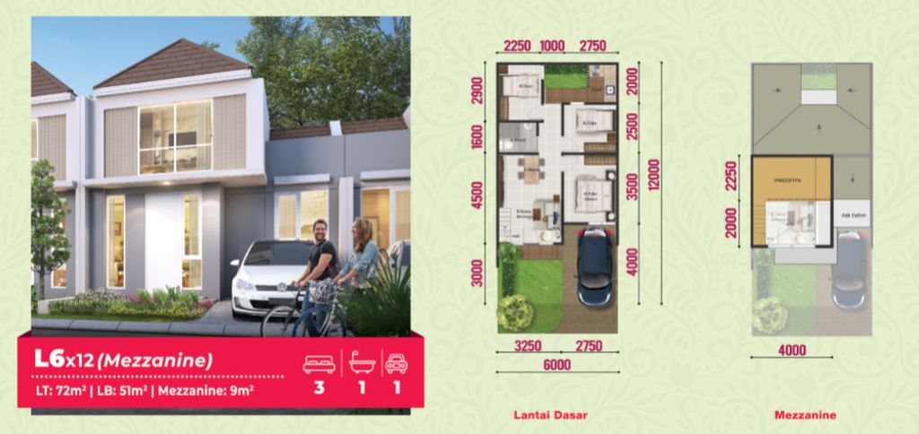foto denah rumah tipe CANNA 8/01 perumahan PARAMOUNT PETALS TAHAP 1