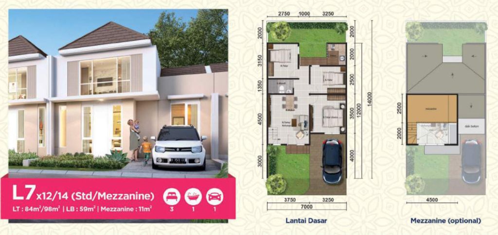 foto denah rumah tipe ASTER 5/18 perumahan PARAMOUNT PETALS TAHAP 1