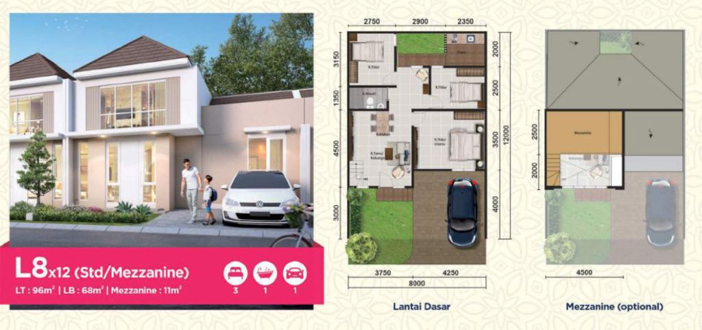 foto denah rumah tipe ASTER 1/03 perumahan PARAMOUNT PETALS TAHAP 1
