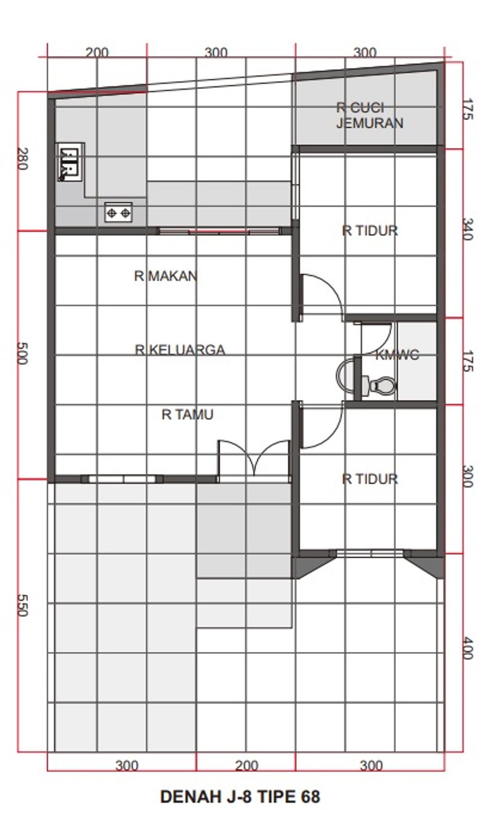 foto denah rumah tipe T. 68 / 109 perumahan Perum AUSTINVILLE Tahap II