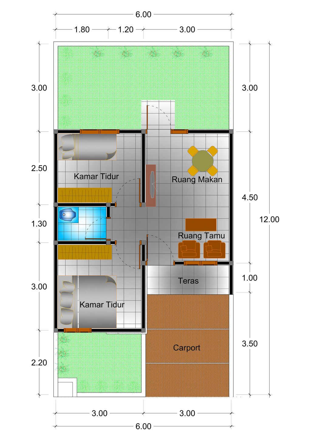 foto denah rumah tipe 36 perumahan BUMI MIRAJ PERMAI CC 1