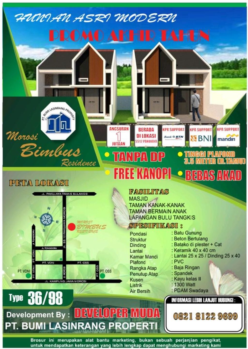 foto tampak rumah tipe 36 perumahan Bimbus Residence