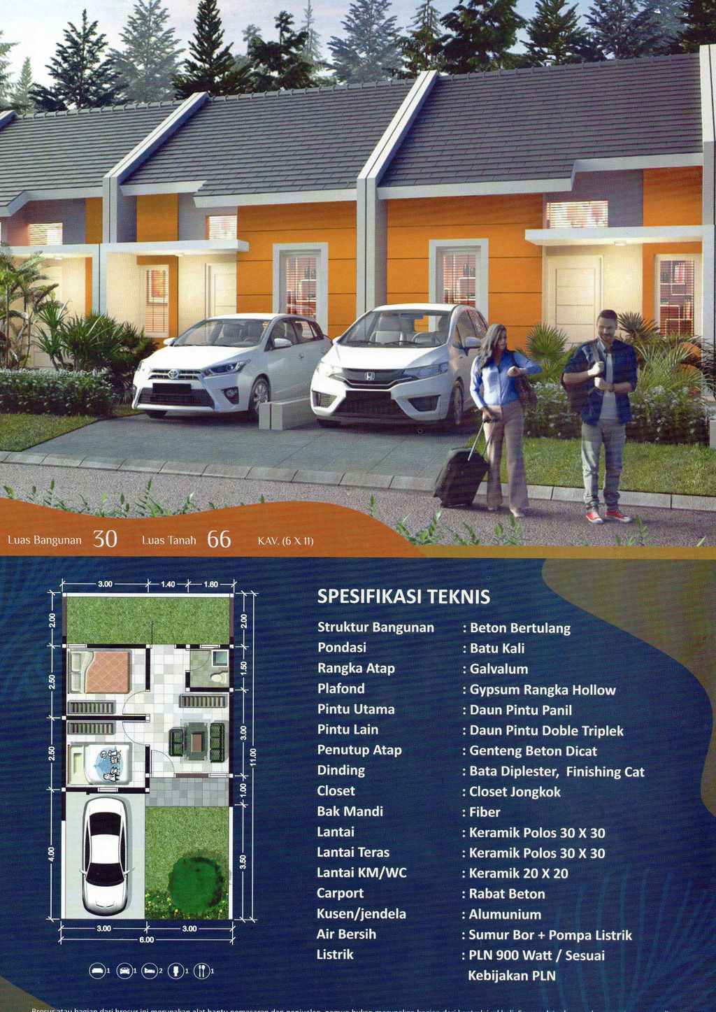 foto denah rumah tipe 30 SUBSIDI 2024 perumahan MOJOKERTO REGENCY