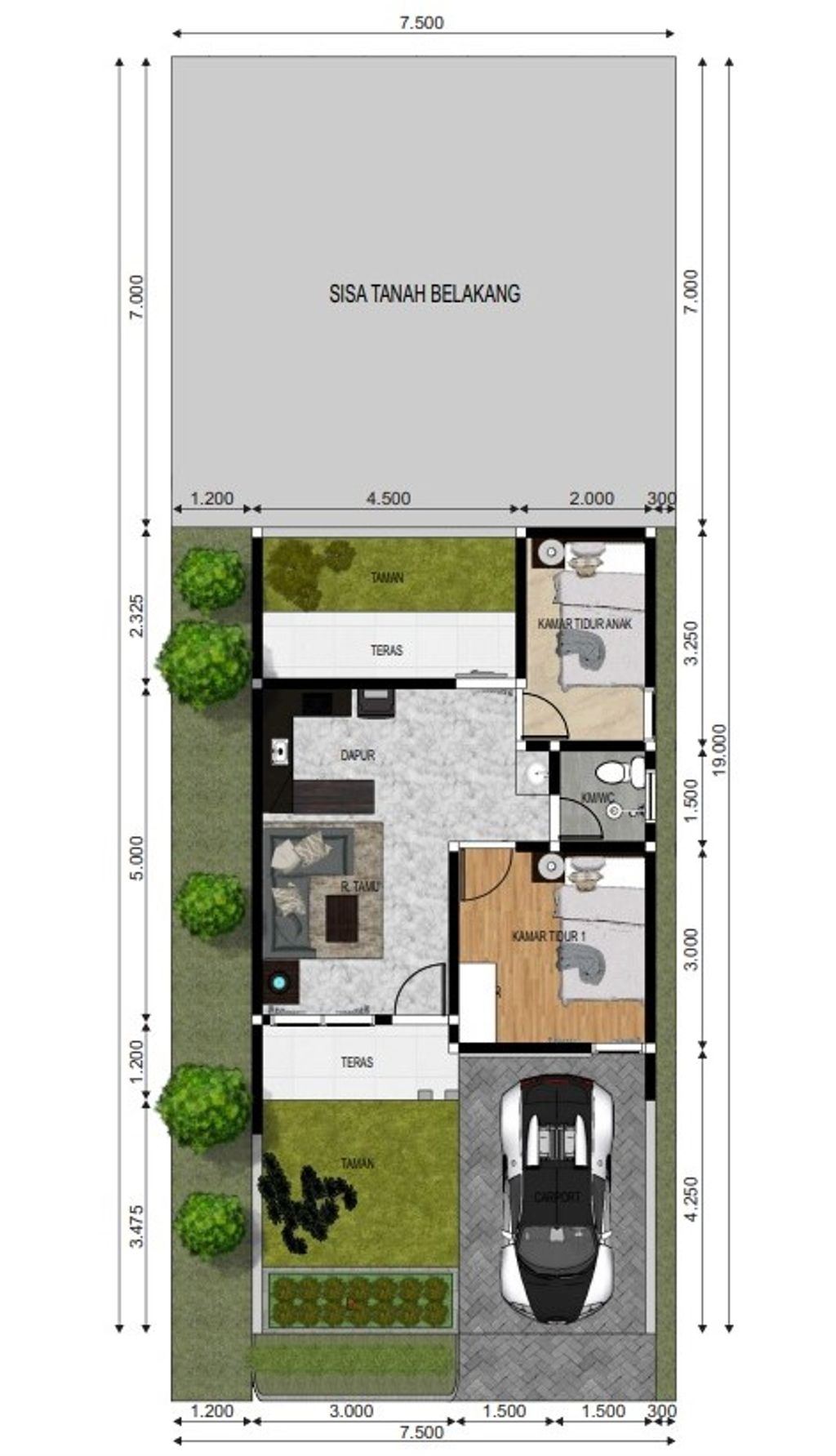 foto denah rumah tipe 36 perumahan ARQA LAND 1