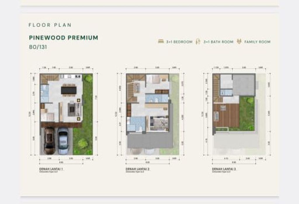 foto denah rumah tipe PINEWOOD PREMIUM perumahan TREEHOUSE GUNUNG RAYA