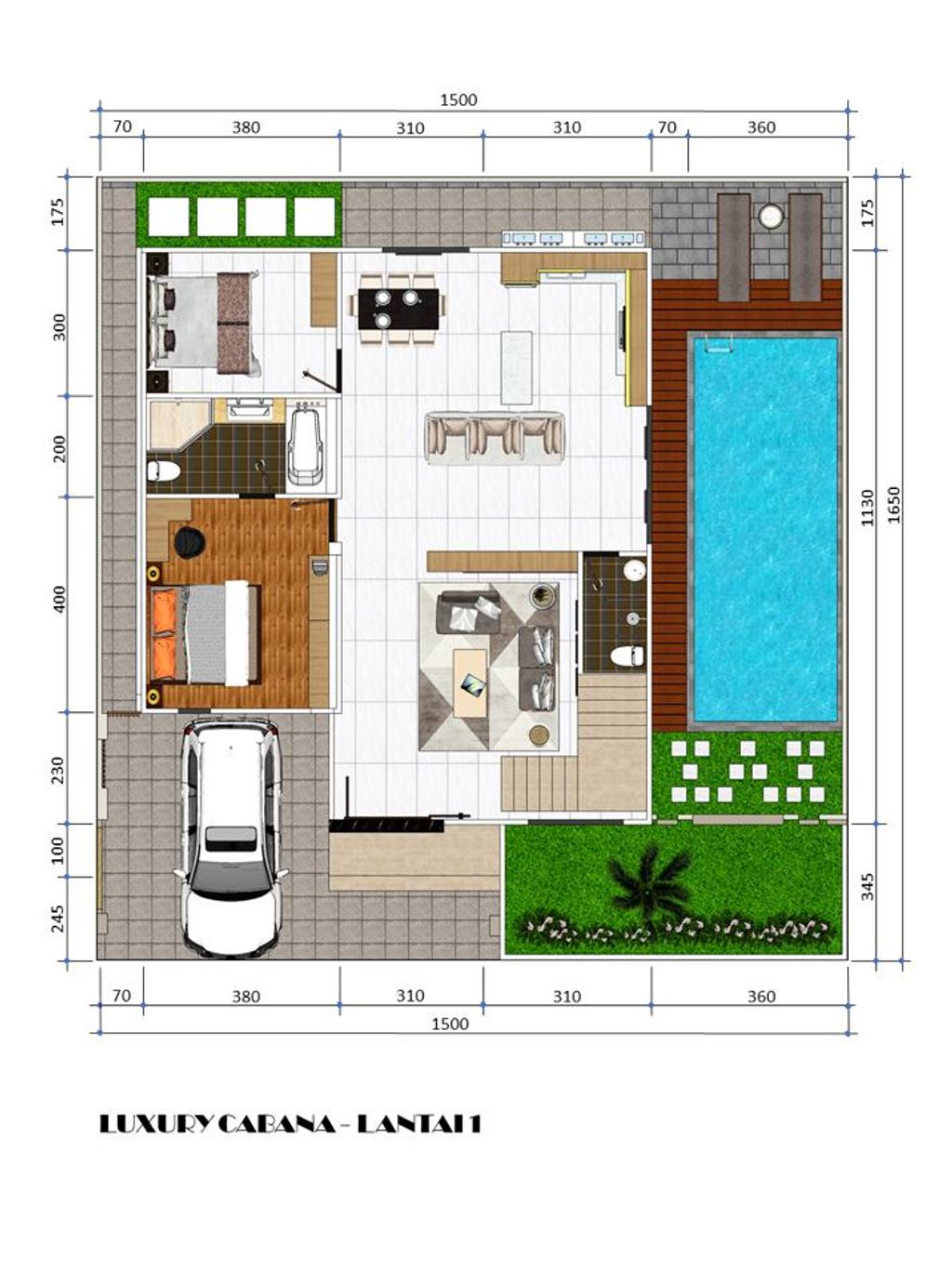 foto denah rumah tipe LUXURY CABANA perumahan MEGA PAVILION