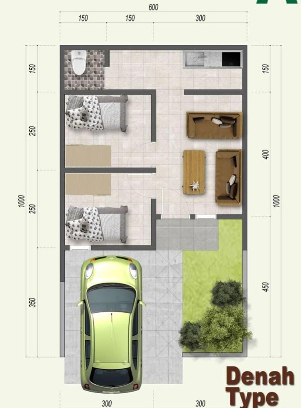 foto denah rumah tipe SUBSIDI perumahan AYYASA RESIDENCE