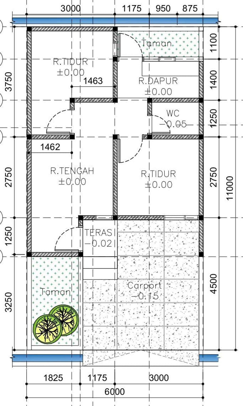 foto denah rumah tipe 36/66 perumahan Green Scandinavian Ciliang