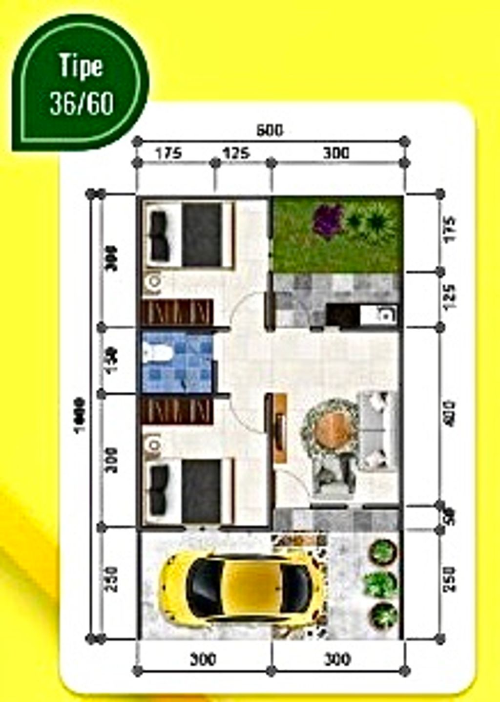 foto denah rumah tipe 36 perumahan Semaya indah residence