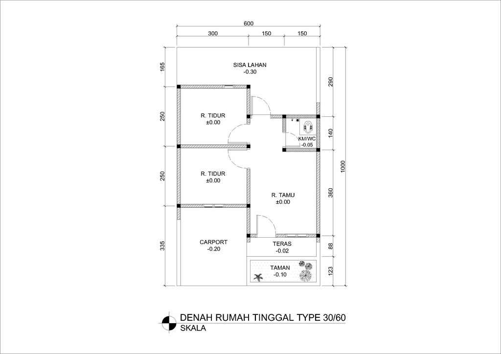 foto denah rumah tipe 30/60 perumahan Griya Garden Botomulyo