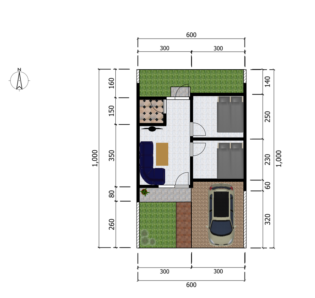 foto denah rumah tipe Subsidi 2024 perumahan Grand Mutiara Bougenville