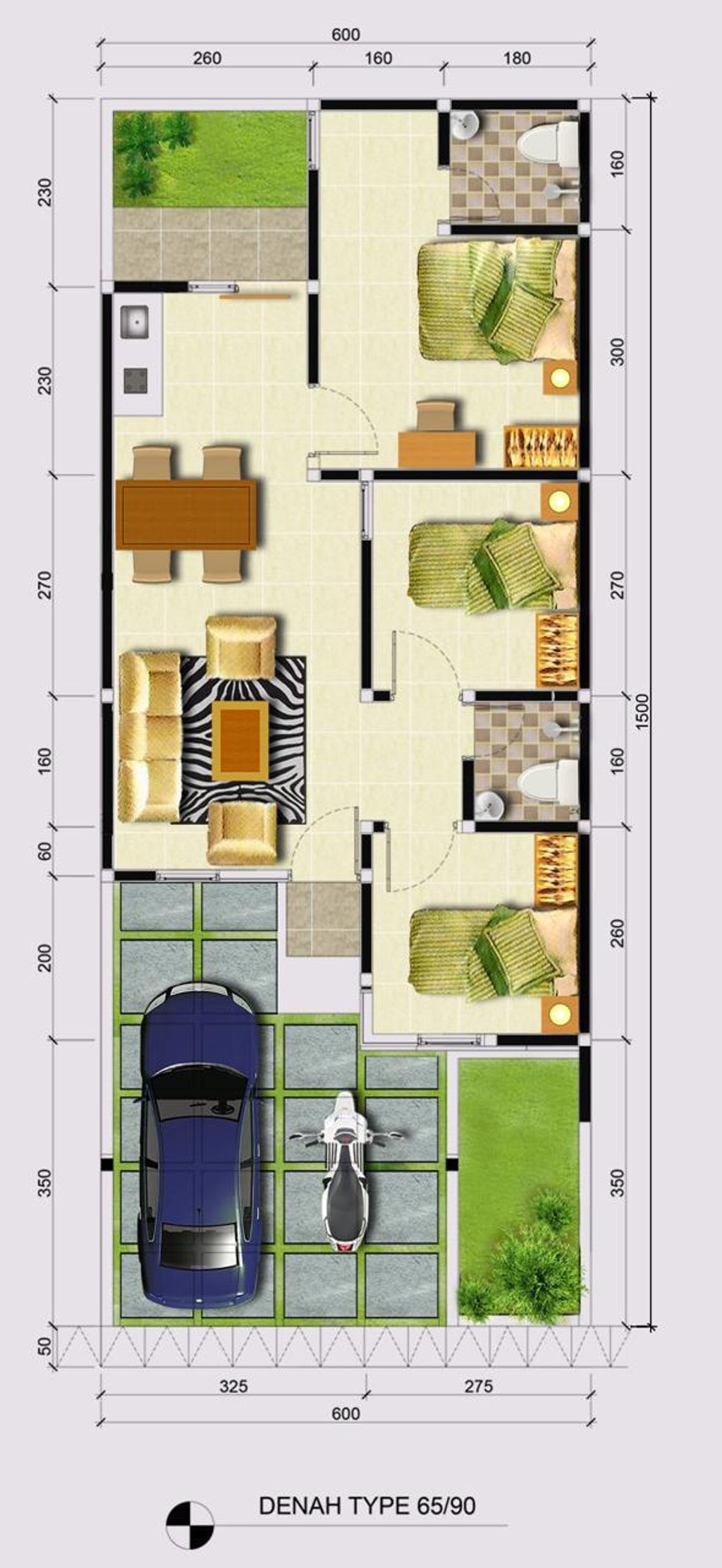 foto denah rumah tipe GRIYA T65 perumahan Griya Karawaci