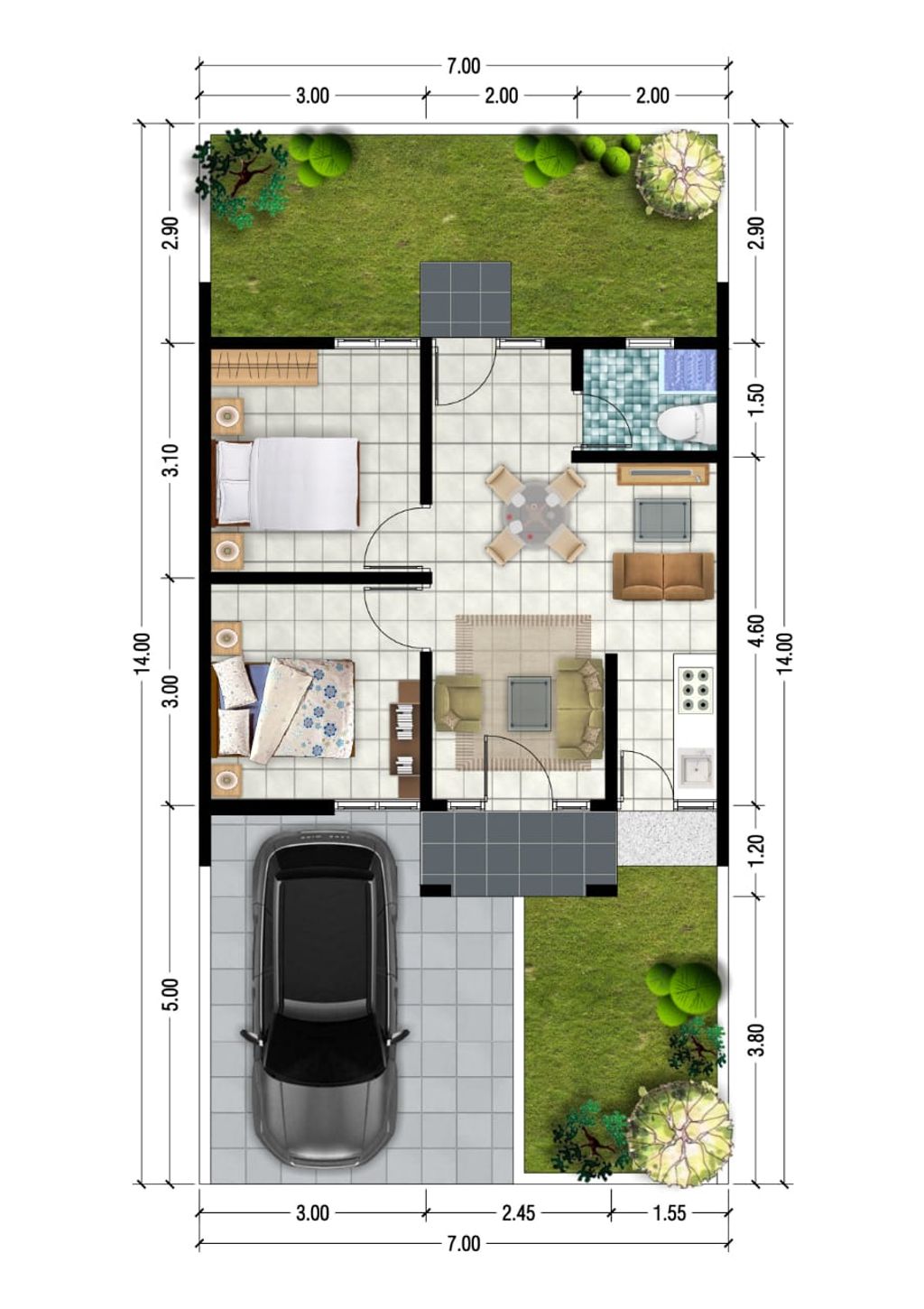 foto denah rumah tipe 45/98 perumahan Graha Puncak Anomsari II / Puncak Ganara