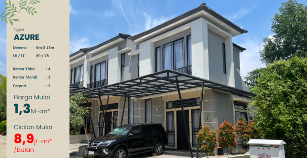 foto tampak rumah tipe AZURE perumahan EMERALD TERRACE
