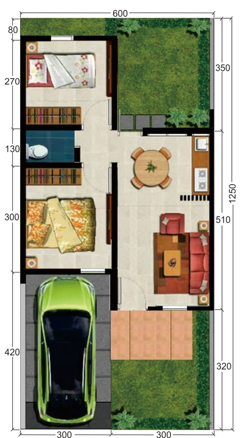 foto denah rumah tipe 36/72 M2  BLOK D perumahan GREEN CITRA GALESONG (TAHAP 2)