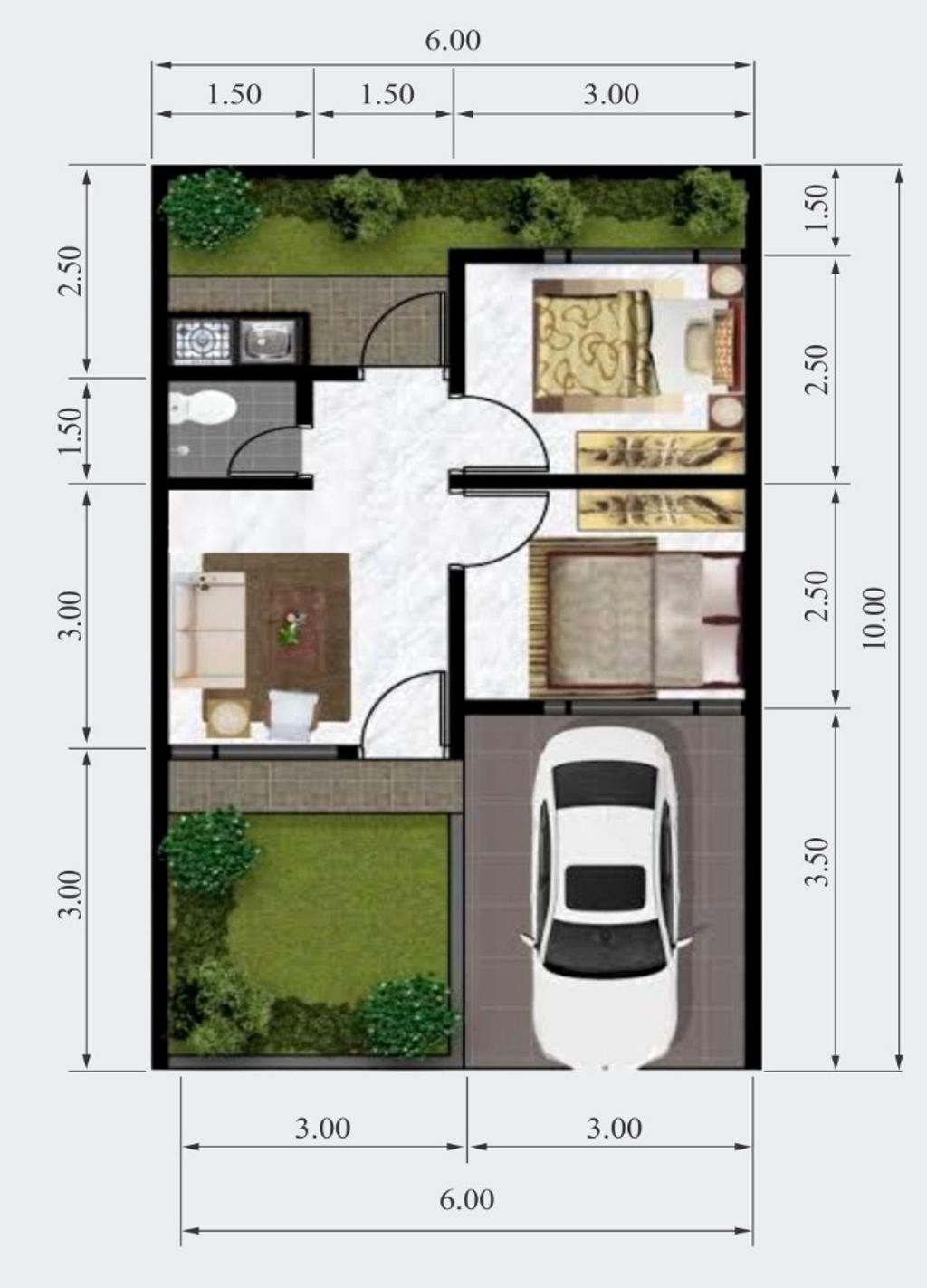 foto denah rumah tipe 30/60 perumahan Mutiara Sodong Tahap2