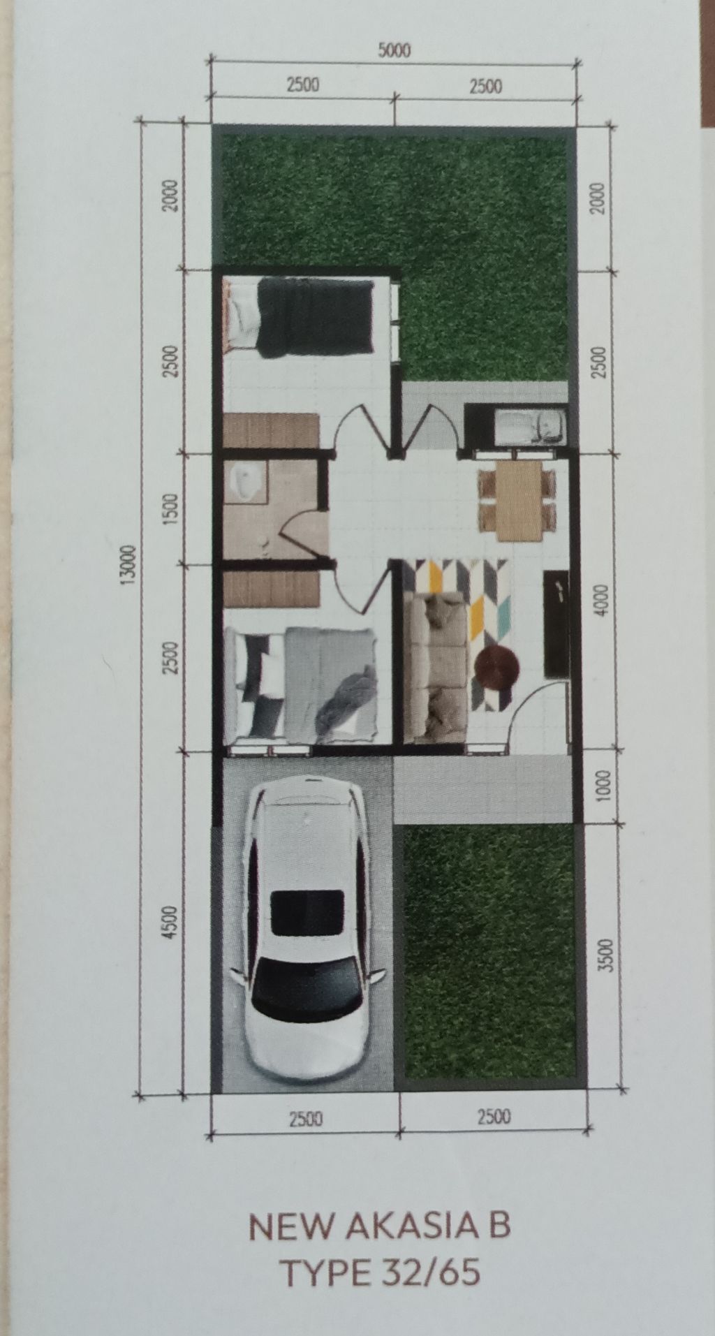 foto denah rumah tipe NEW AKASIA B L.16-03 perumahan GRAND PESONA