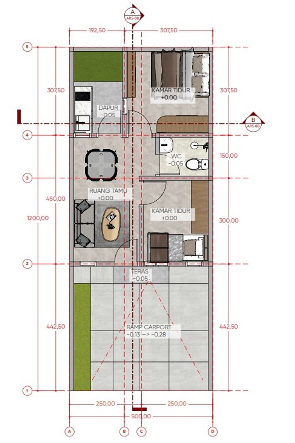 foto denah rumah tipe AZALEA (36) perumahan CENDRAWASIH RESIDENCE