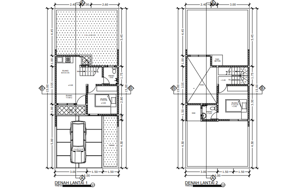 foto denah rumah tipe 45/93 (Tahun 2024) perumahan Sawangan Residence Ideal