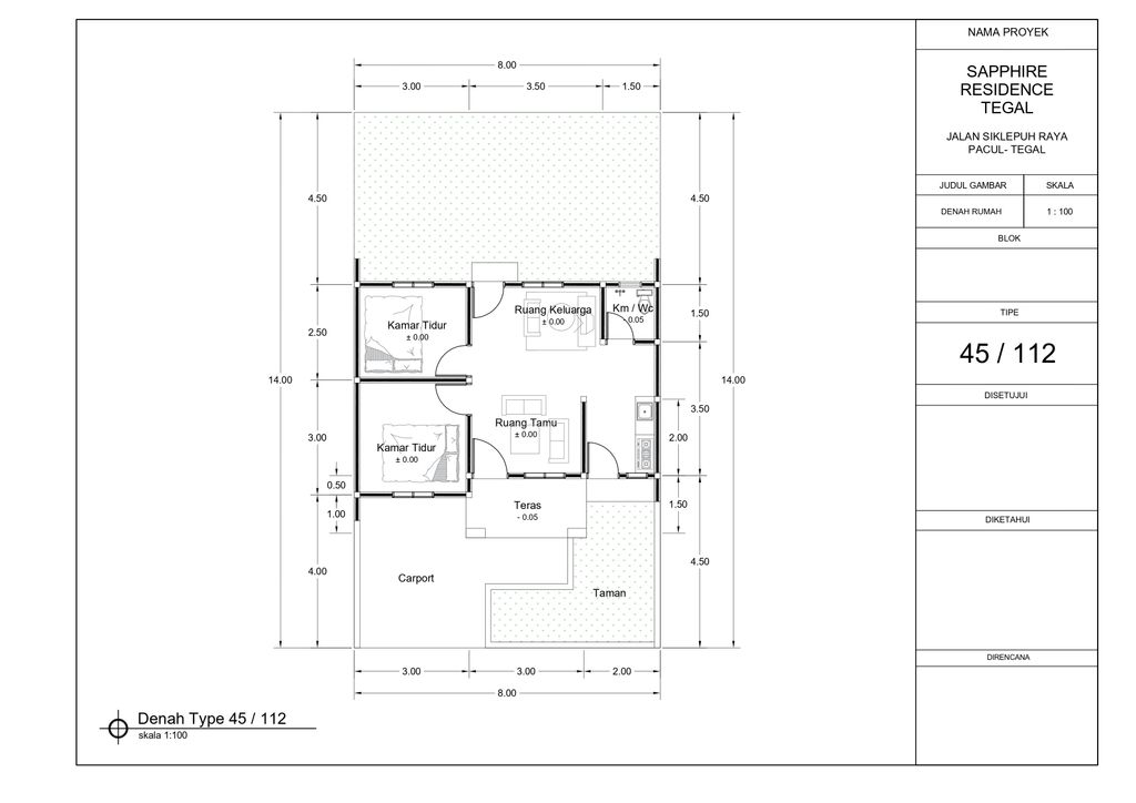 foto denah rumah tipe 45 perumahan SAPPHIRE RESIDENCE